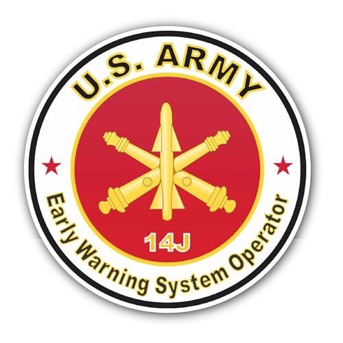 2 (Pieces) 3" and 5" U.S. Army MOS 14J Early Warning System Operator Sticker, Waterproof Vinyl Decal