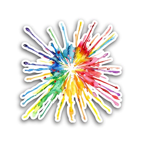 2 (Pieces) 3" and 5" Rainbow Color Splash Sticker, Waterproof Vinyl Decals for Many Purpose Like Car