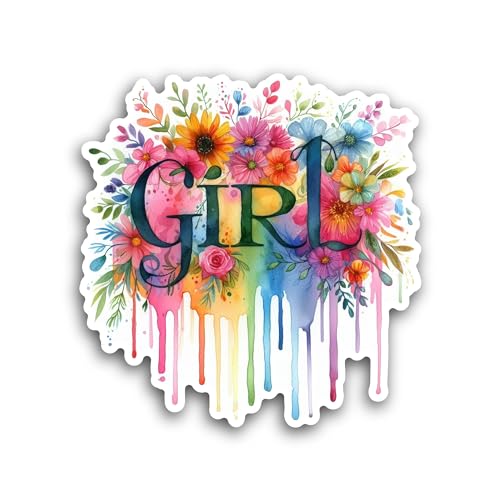 2 (Pieces) 3" and 5" Girl Word Text Sticker, Waterproof Vinyl Decals for Many Purpose Like Cars, Tru