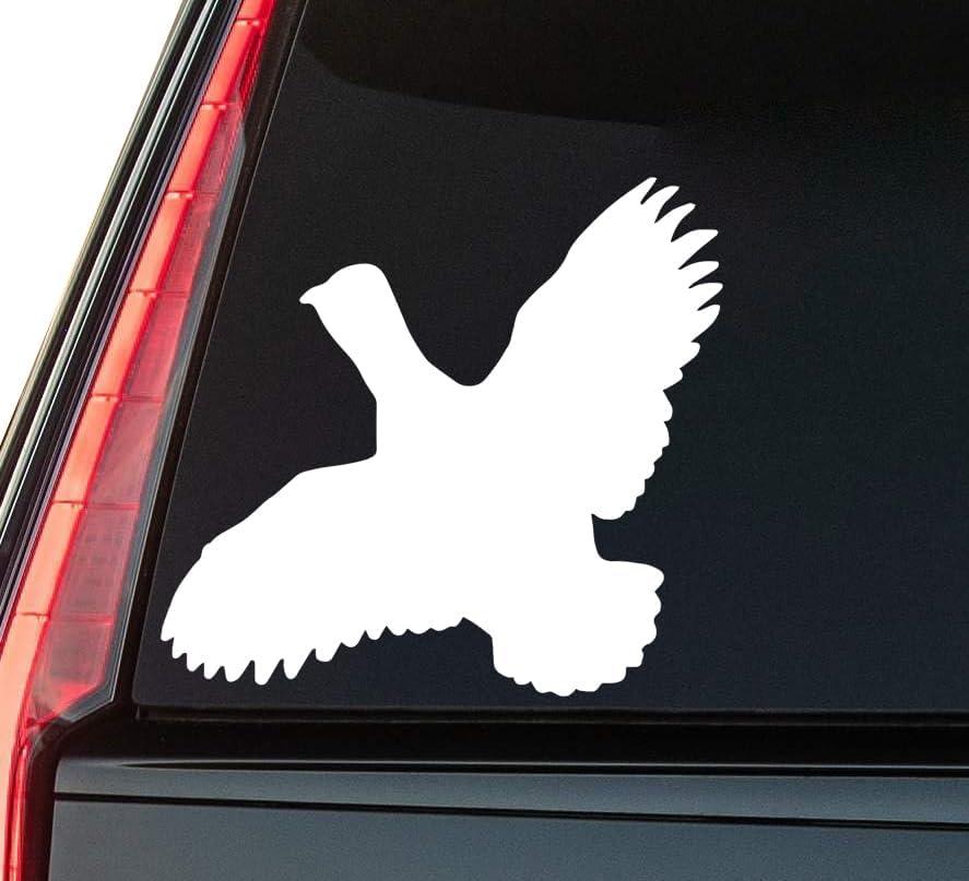 Pheasant Bird Window Vinyl Decal Sticker 6" (White), Waterproof Vinyl Decals for Many Purpose Like Cars, Trucks, Laptops, Phones, Windows and More