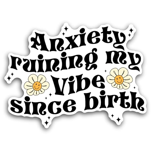 2 (Pieces) 3" and 5" Anxiety Ruining My Vibe Sticker, Waterproof Vinyl Decals for Many Purpose Like 