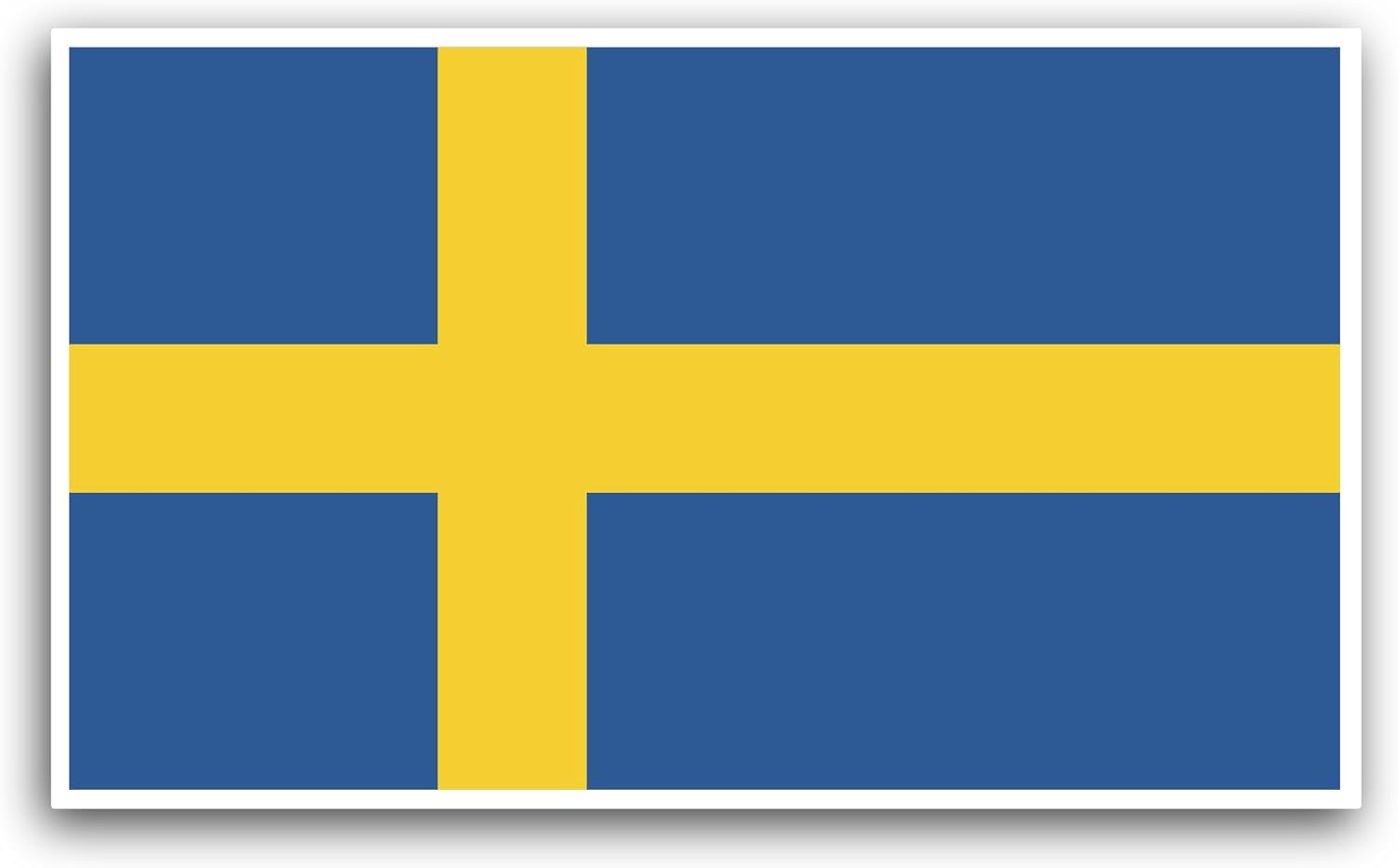 2 (Pieces) 3" and 5" Sweden Flag Sticker, Waterproof Vinyl Decals for Many Purpose Like Cars, Trucks, Laptops, Phones, Windows and More