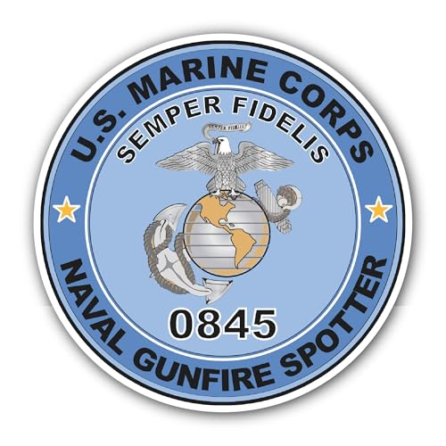 2 (Pieces) 3" and 5" U.S.M.C. MOS 0845 Naval Gunfire Spotter Sticker, Waterproof Vinyl Decals for Ma