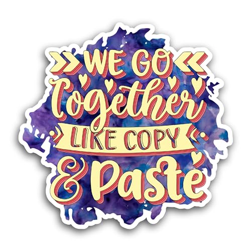 2 (Pieces) 3" and 5" We Go Together Like Copy and Paste Sticker, Waterproof Vinyl Decals for Many Pu