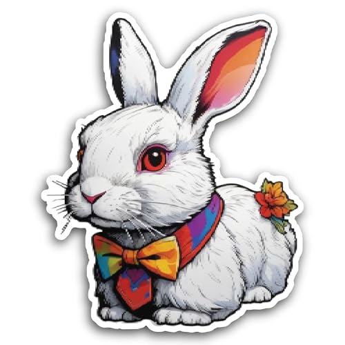 2 (Pieces) 3" and 5" Cute Rabbit Sticker, Waterproof Vinyl Decals for Many Purpose Like Cars, Trucks