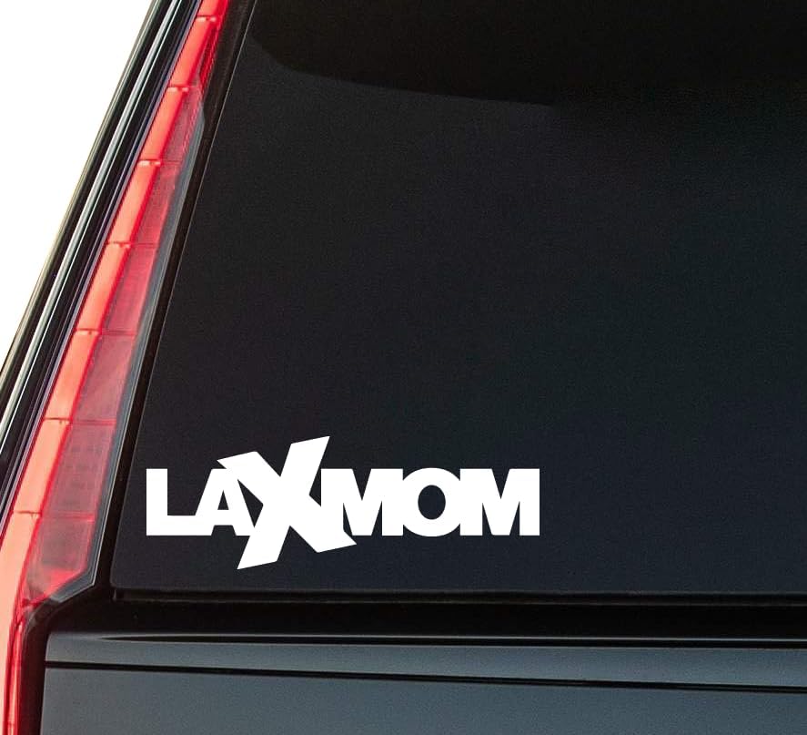 Lax Mom Window Vinyl Decal Sticker 6" (White), Waterproof Vinyl Decals for Many Purpose Like Cars, Trucks, Laptops, Phones, Windows and More