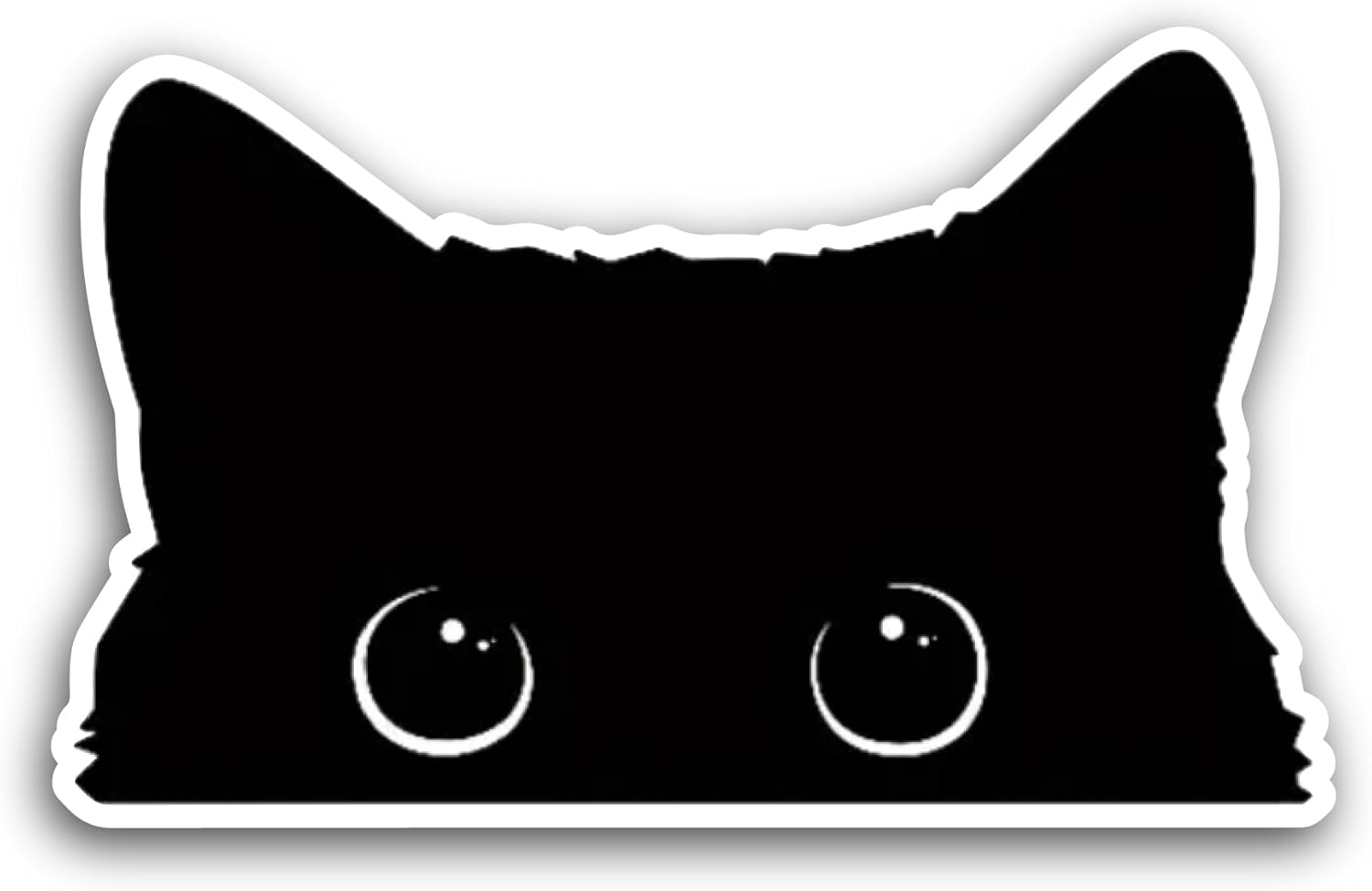 2 (Pieces) 3" and 5" Black Cat Peeking Sticker, Waterproof Vinyl Decals for Many Purpose Like Cars, Trucks, Laptops, Phones, Windows and More