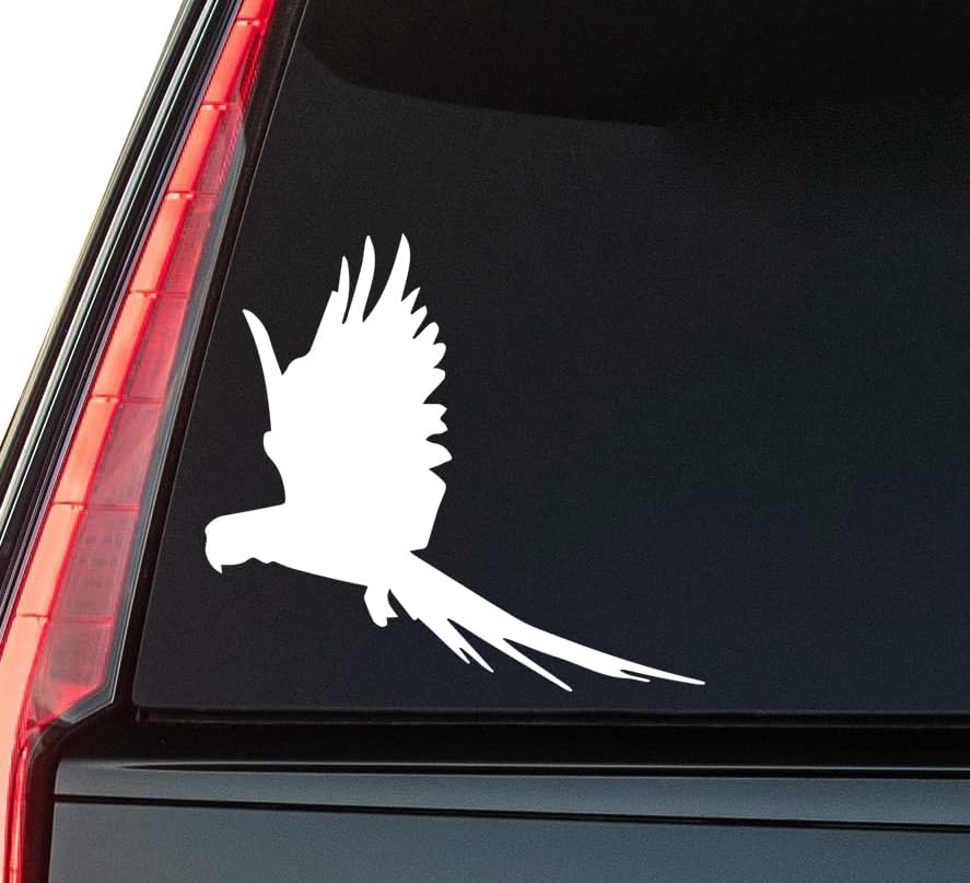 Macaw Flying Window Vinyl Decal Sticker 6" (White), Waterproof Vinyl Decals for Many Purpose Like Cars, Trucks, Laptops, Phones, Windows and More