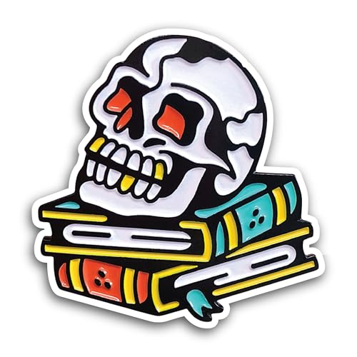 2 (Pieces) 3" and 5" Skull On Book Sticker, Waterproof Vinyl Decals for Many Purpose Like Cars, Truc