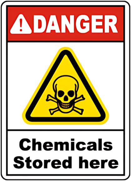 2 (Pieces) 3" and 5" Chemical Storage Danger Sticker, Waterproof Vinyl Decals for Many Purpose Like 