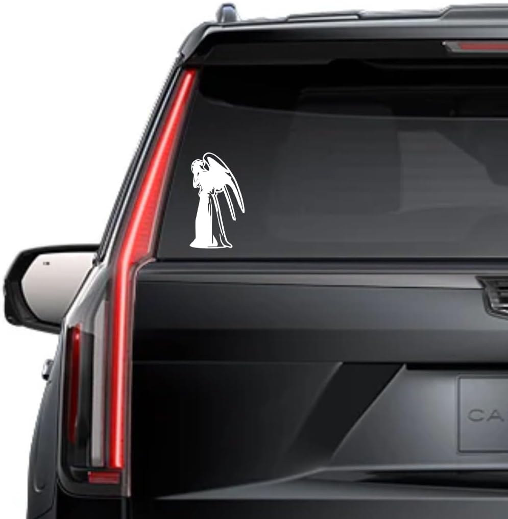 Weeping Angel Window Vinyl Decal Sticker 6" (White), Waterproof Vinyl Decals for Many Purpose Like Cars, Trucks, Laptops, Phones, Windows and More