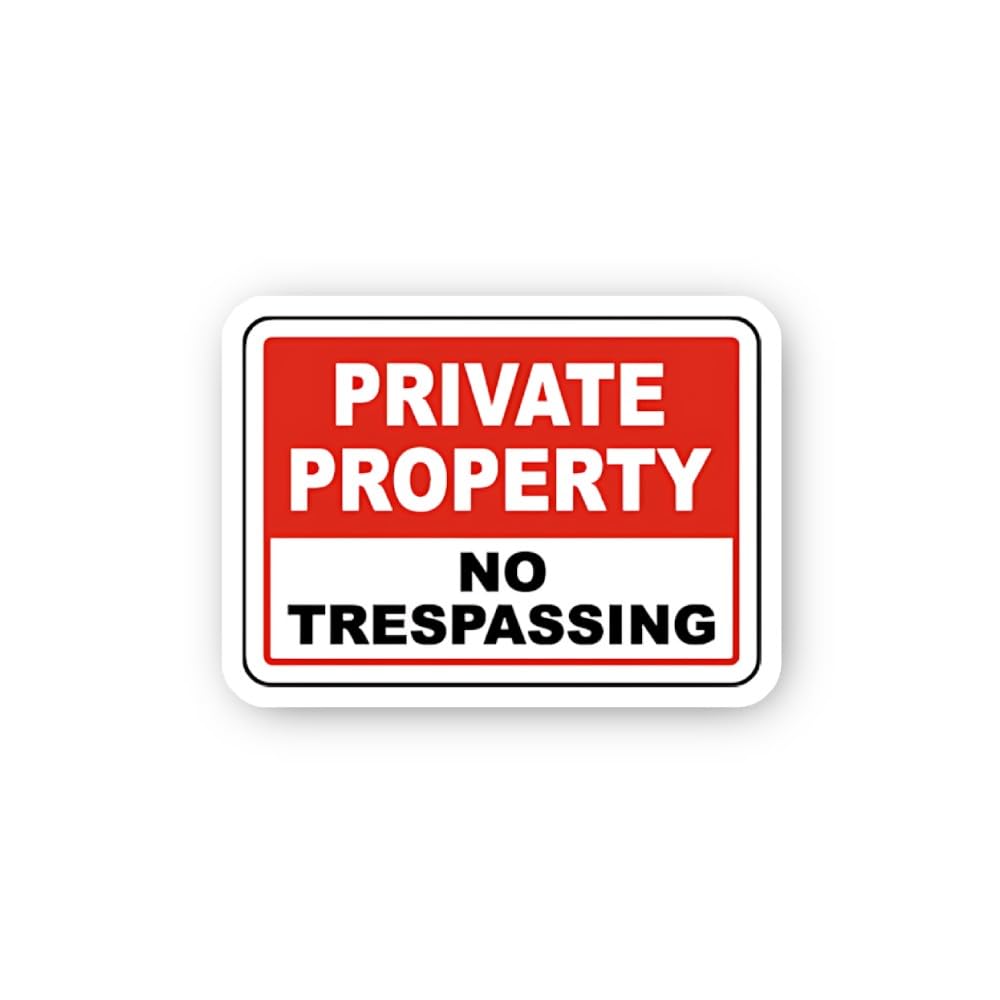 2 (Pieces) 3" and 5" Private Property Simple No Trespassing Sticker, Waterproof Vinyl Decals for Man
