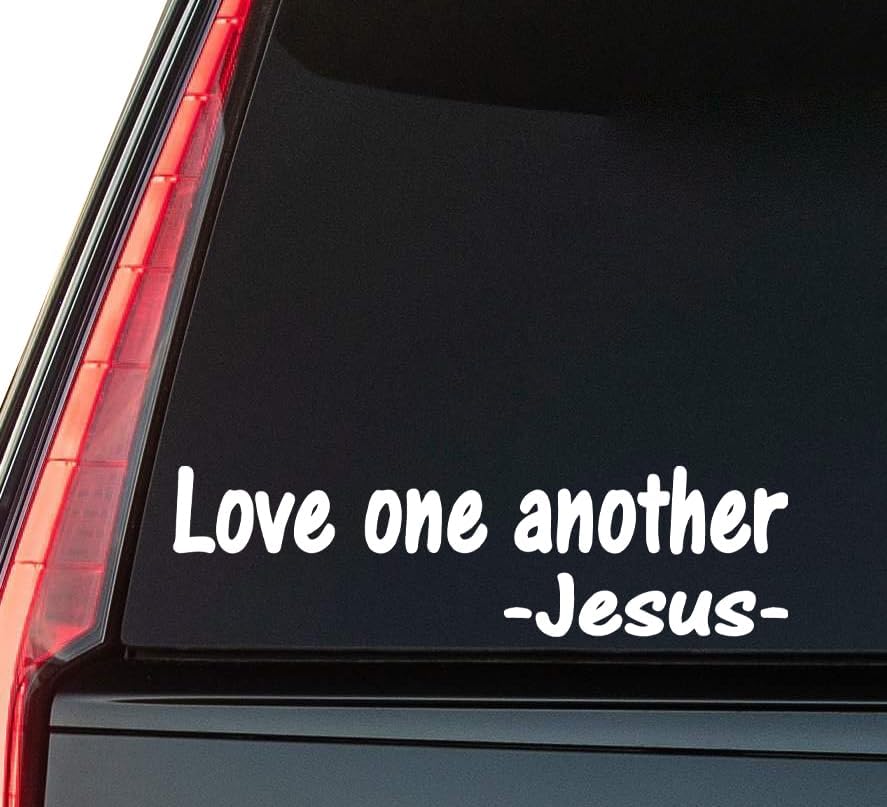 Love One Another Window Vinyl Decal Sticker 6" (White), Waterproof Vinyl Decals for Many Purpose Like Cars, Trucks, Laptops, Phones, Windows and More