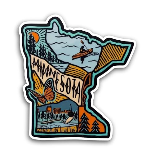 2 (Pieces) 3" and 5" Minnesota Sticker, Waterproof Vinyl Decals for Many Purpose Like Cars, Trucks, 