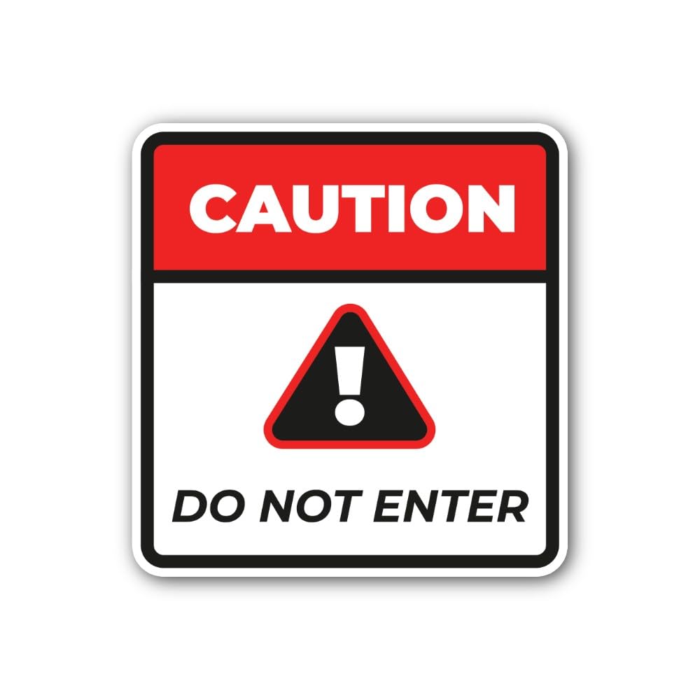 2 (Pieces) 3" and 5" Caution Do Not Enter Sign Sticker, Waterproof Vinyl Decals for Many Purpose Lik