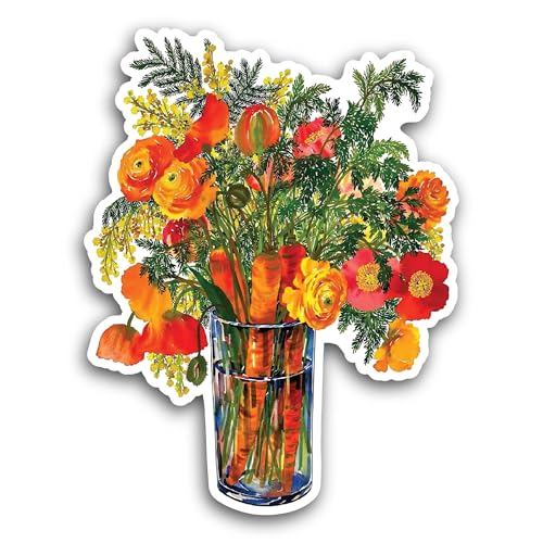 2 (Pieces) 3" and 5" Red Flowers Branch Sticker, Waterproof Vinyl Decals for Many Purpose Like Cars,