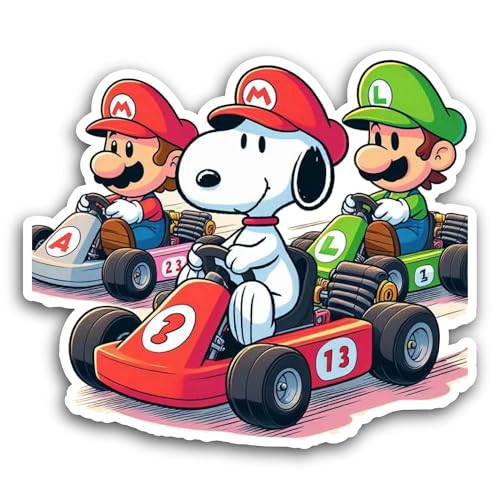 2 (Pieces) 3" and 5" Cartoon Characters Driving Car Sticker, Waterproof Vinyl Decals for Many Purpos