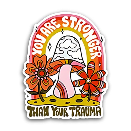 2 (Pieces) 3" and 5" You are Stronger Than Your Trauma Sticker, Waterproof Vinyl Decals for Many Pur