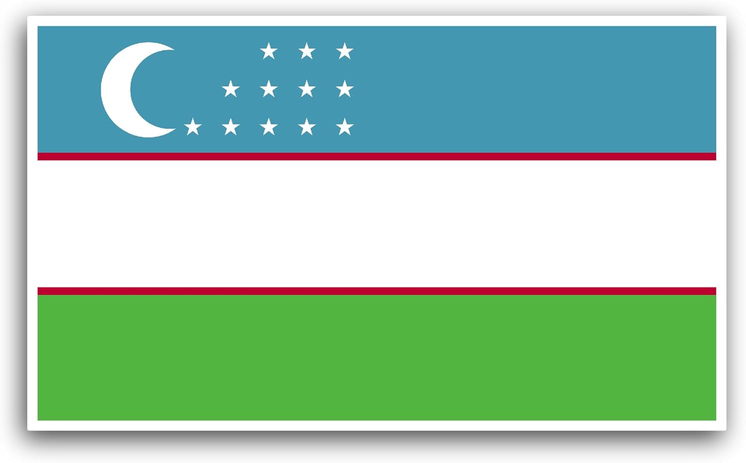 2 (Pieces) 3" and 5" Uzbekistan Flag Sticker, Waterproof Vinyl Decals for Many Purpose Like Cars, Trucks, Laptops, Phones, Windows and More