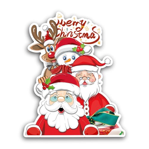 2 (Pieces) 3" and 5" Santa Claus Faces Sticker, Waterproof Vinyl Decals for Many Purpose Like Cars, 