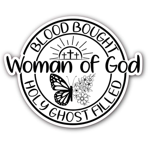 2 (Pieces) 3" and 5" Woman of God Black Text Sticker, Waterproof Vinyl Decals for Many Purpose Like 