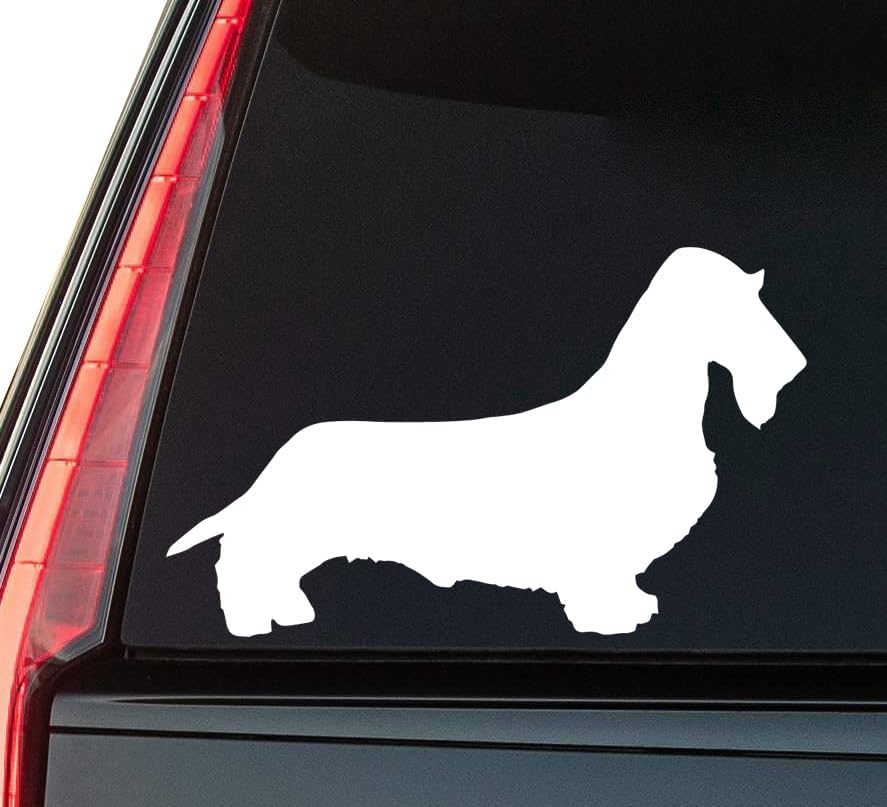 Dachshund Window Vinyl Decal Sticker 6" (White), Waterproof Vinyl Decals for Many Purpose Like Cars, Trucks, Laptops, Phones, Windows and More