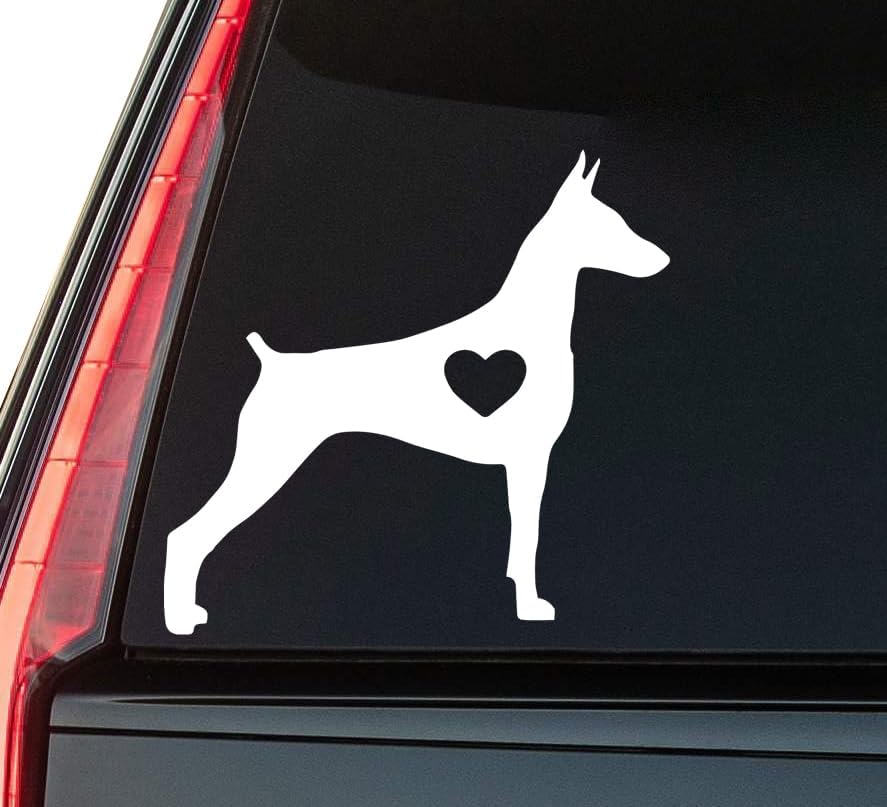 Doberman Pinscher Dog Window Vinyl Decal Sticker 6" (White), Waterproof Vinyl Decals for Many Purpose Like Cars, Trucks, Laptops, Phones, Windows and More