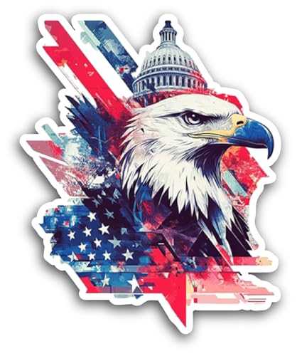 2 (Pieces) 3" and 5" American Flag Colorful Eagle Sticker, Waterproof Vinyl Decals for Many Purpose 