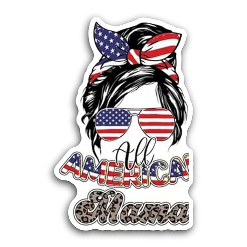 2 (Pieces) 3" and 5" All American Mama Message Sticker Decal Sticker, Waterproof Vinyl Decals for Ma