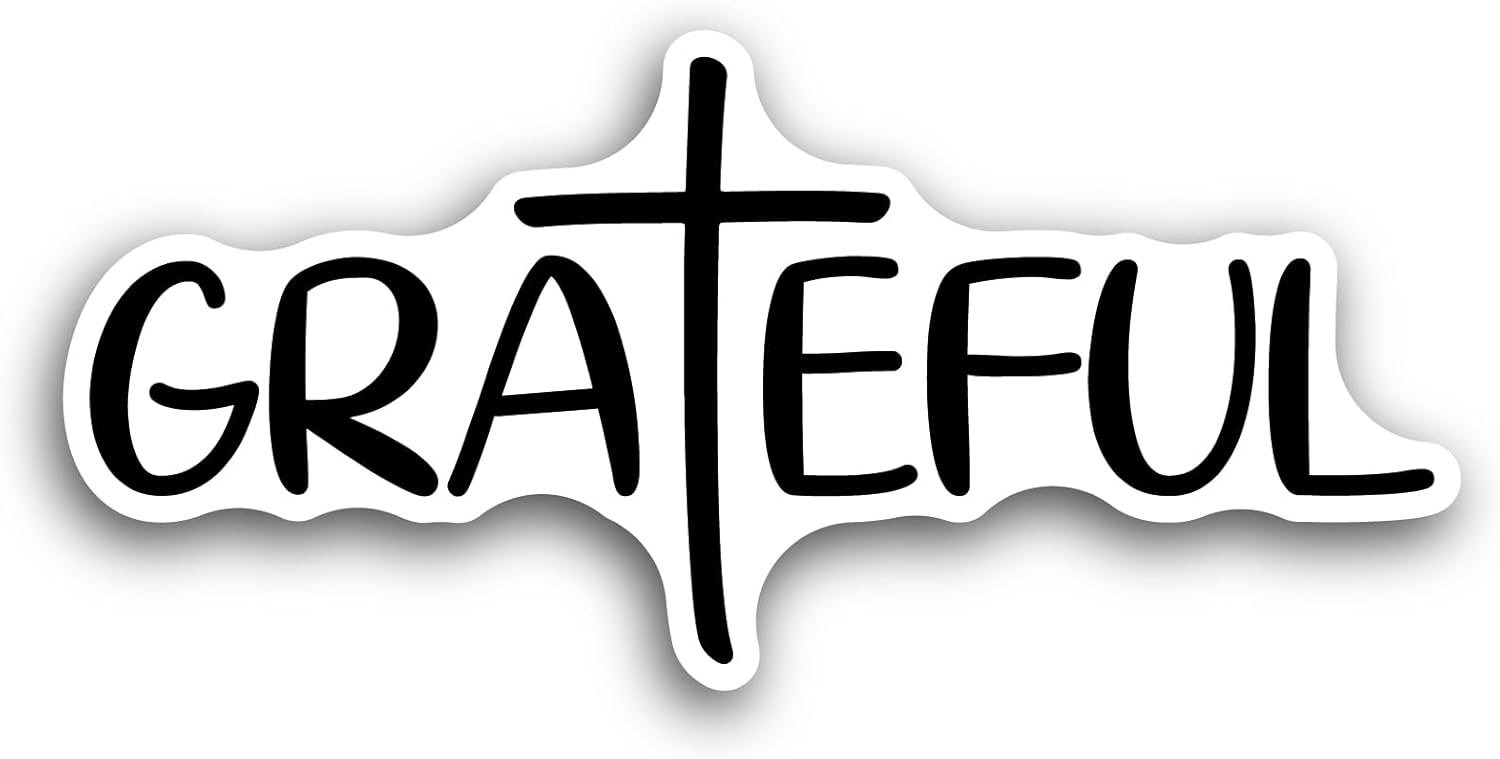 2 (Pieces) 3" and 5" Grateful Text Sticker, Waterproof Vinyl Decals for Many Purpose Like Cars, Trucks, Laptops, Phones, Windows and More