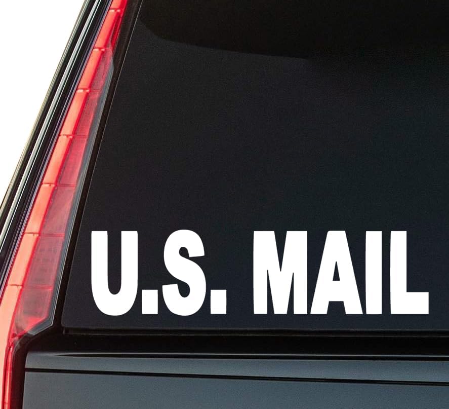 U.s. Mail Window Vinyl Decal Sticker 6" (White), Waterproof Vinyl Decals for Many Purpose Like Cars, Trucks, Laptops, Phones, Windows and More