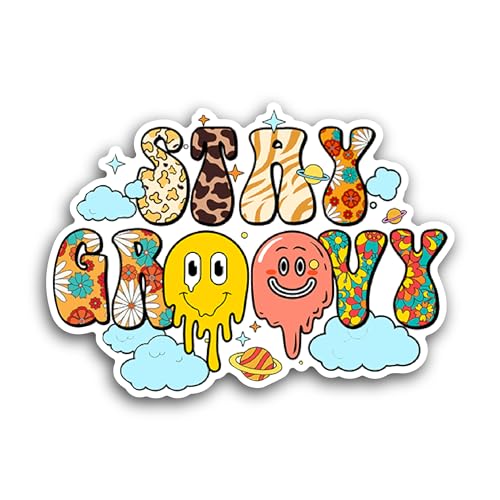 2 (Pieces) 3" and 5" Stay Groovy Sticker, Waterproof Vinyl Decals for Many Purpose Like Cars, Trucks
