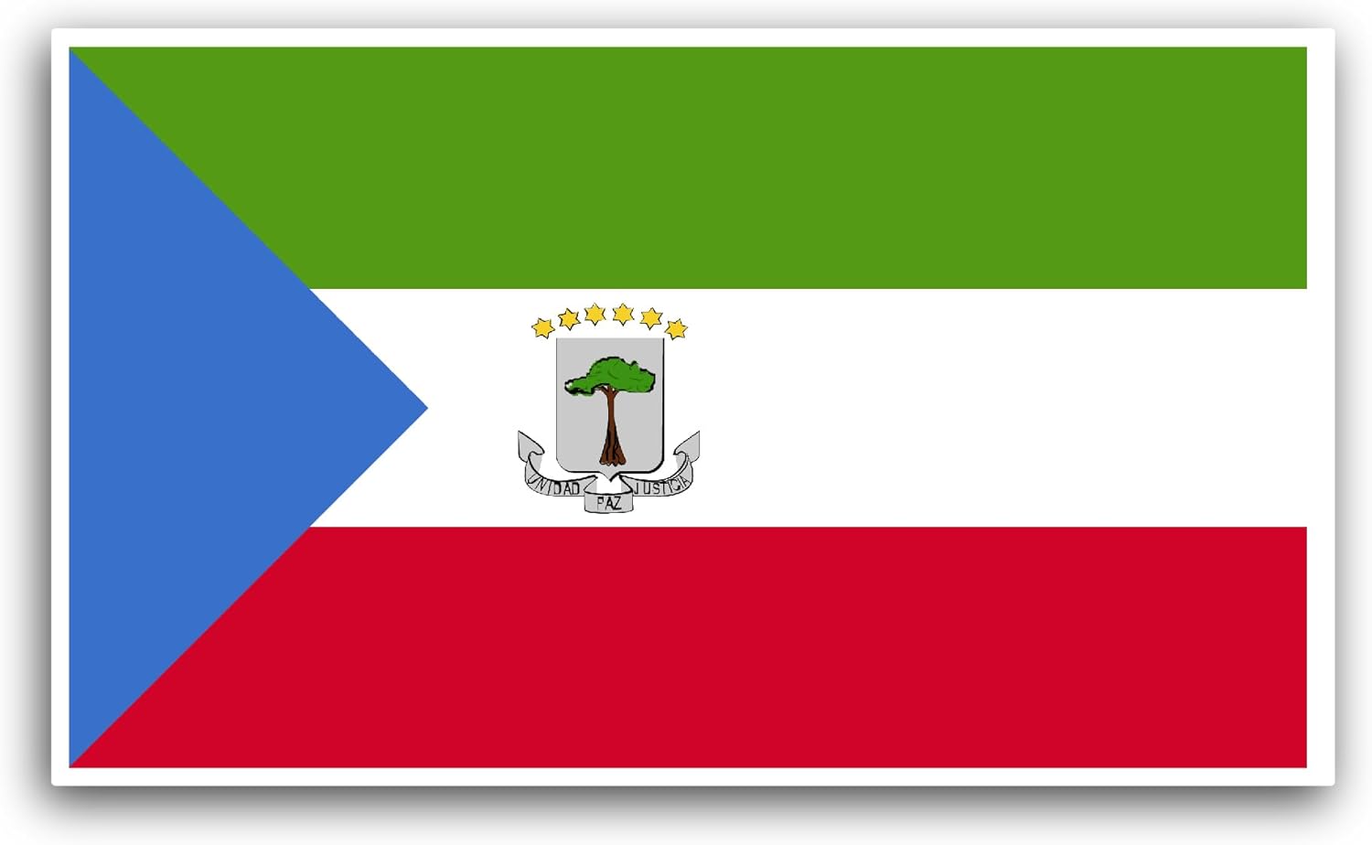 2 (Pieces) 3" and 5" Equatorial Guinea Flag Sticker, Waterproof Vinyl Decals for Many Purpose Like Cars, Trucks, Laptops, Phones, Windows and More