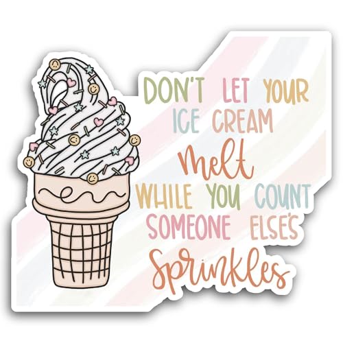 2 (Pieces) 3" and 5" Don’t Let Your Ice Cream Melt Sticker, Waterproof Vinyl Decals for Many Purpose