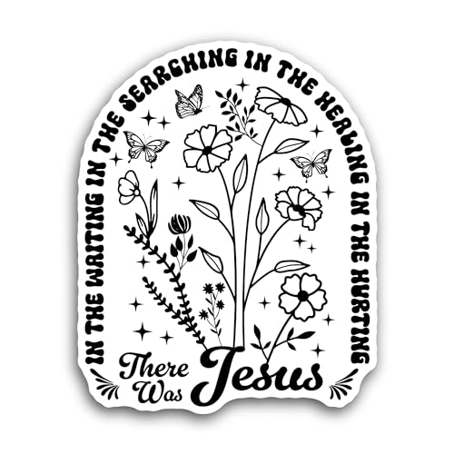 2 (Pieces) 3" and 5" There was Jesus Text Sticker, Waterproof Vinyl Decals for Many Purpose Like Car