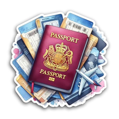 2 (Pieces) 3" and 5" Passport Sticker, Waterproof Vinyl Decals for Many Purpose Like Cars, Trucks, L