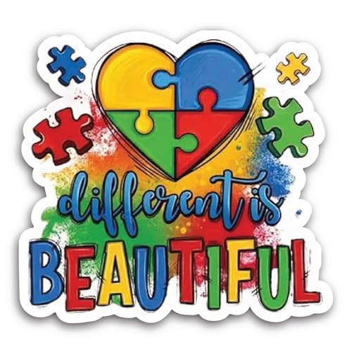 2 (Pieces) 3" and 5" Different is Beautiful Sticker, Waterproof Vinyl Decals for Many Purpose Like C