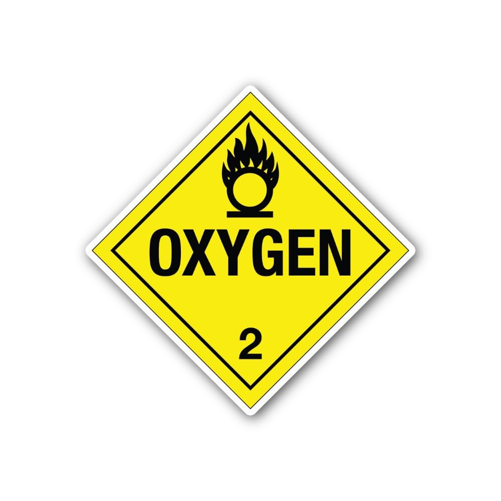 2 (Pieces) 3" and 5" Oxygen 2 Sign Yellow Sticker, Waterproof Vinyl Decals for Many Purpose Like Car