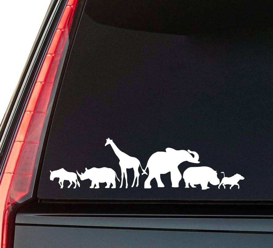 Animals Window Vinyl Decal Sticker 6" (White), Waterproof Vinyl Decals for Many Purpose Like Cars, Trucks, Laptops, Phones, Windows and More