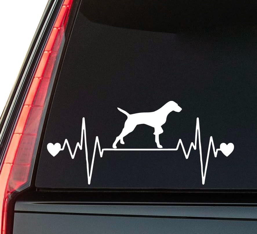 German Shorthaired Pointer Heartbeat Window Vinyl Decal Sticker 6" (White), Waterproof Vinyl Decals for Many Purpose Like Cars, Trucks, Laptops, Phones, Windows and More