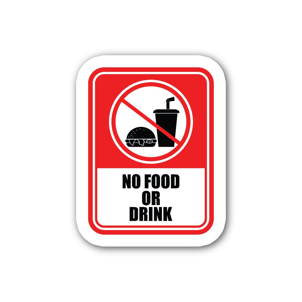 2 (Pieces) 3" and 5" No Drink and Food Symbol Sticker, Waterproof Vinyl Decals for Many Purpose Like