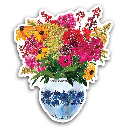 2 (Pieces) 3" and 5" Colorful Flowers Sticker, Waterproof Vinyl Decals for Many Purpose Like Cars, T