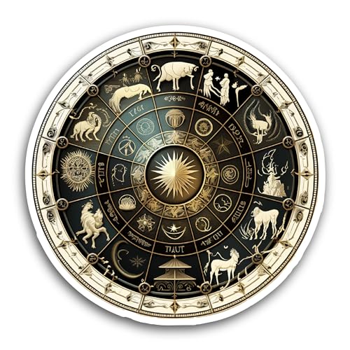 2 (Pieces) 3" and 5" Horoscope Circle Sticker, Waterproof Vinyl Decals for Many Purpose Like Cars, T
