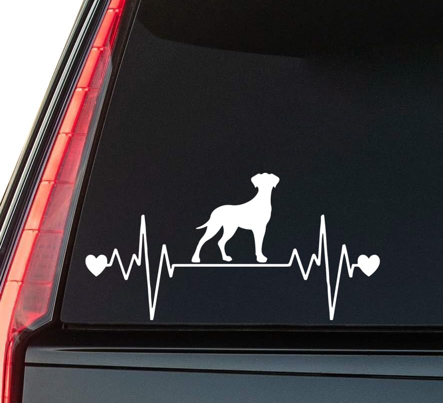 Dog Heartbeat Window Vinyl Decal Sticker 6" (White), Waterproof Vinyl Decals for Many Purpose Like Cars, Trucks, Laptops, Phones, Windows and More