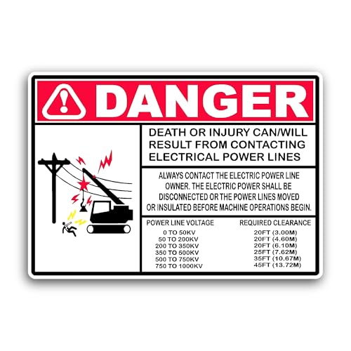 2 (Pieces) 3" and 5" Danger Power Line Sticker, Waterproof Vinyl Decals for Many Purpose Like Cars, 