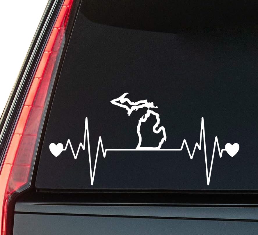 Heartbeat Window Vinyl Decal Sticker 6" (White), Waterproof Vinyl Decals for Many Purpose Like Cars, Trucks, Laptops, Phones, Windows and More