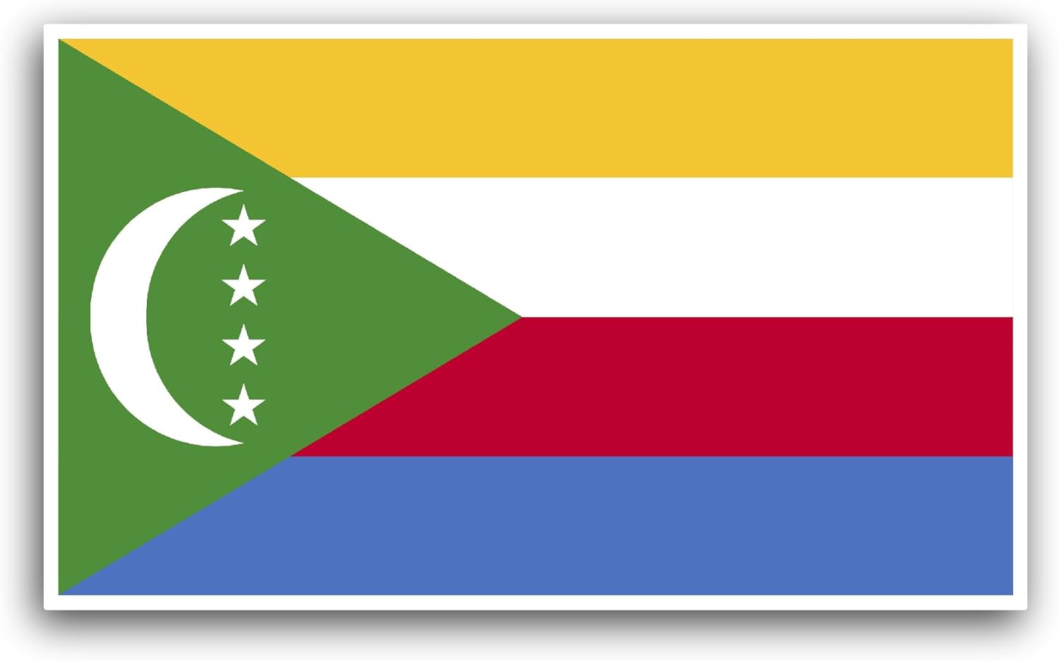 2 (Pieces) 3" and 5" Comoros Flag Sticker, Waterproof Vinyl Decals for Many Purpose Like Cars, Trucks, Laptops, Phones, Windows and More