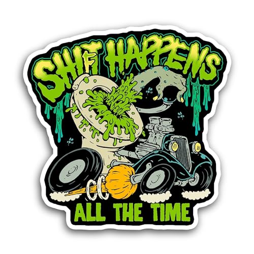2 (Pieces) 3" and 5" Shit Happens All The Time Sticker, Waterproof Vinyl Decals for Many Purpose Lik