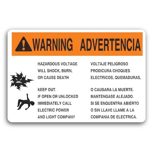 2 (Pieces) 3" and 5" Warning Hazardous Voltage Will Shock Sticker, Waterproof Vinyl Decals for Many 