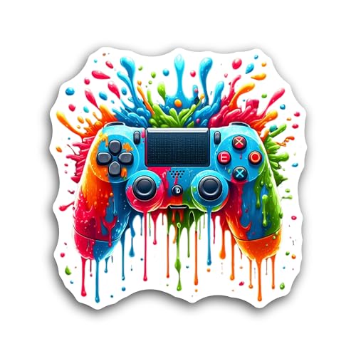 2 (Pieces) 3" and 5" Colorful Gaming Controller Sticker, Waterproof Vinyl Decals for Many Purpose Li